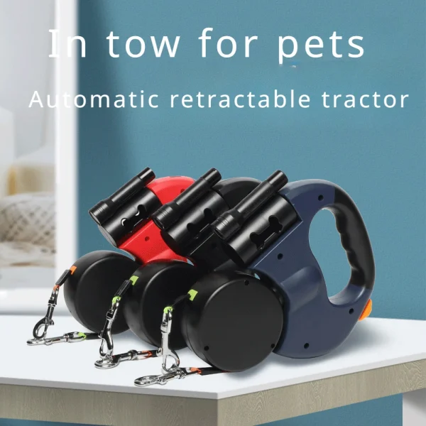 Dual Retractable Dog Leash with Flashlight