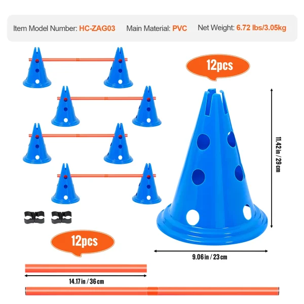 Adjustable Dog Agility Hurdle & Cone Training Set