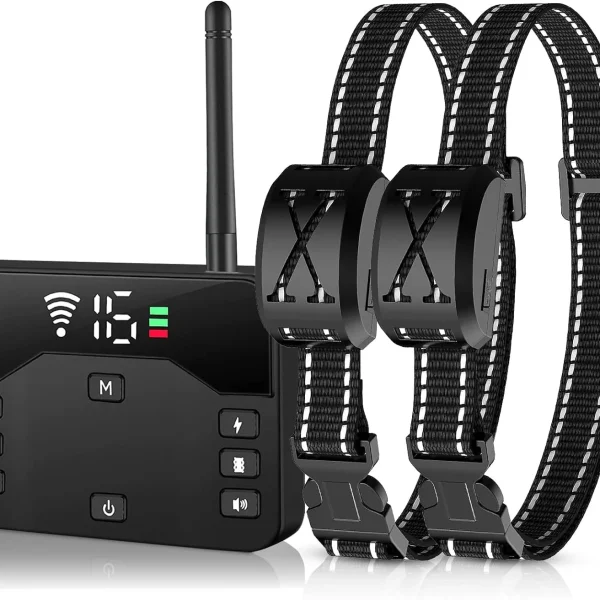 Wireless Dog Fence & Training Collar System for 2 Dogs